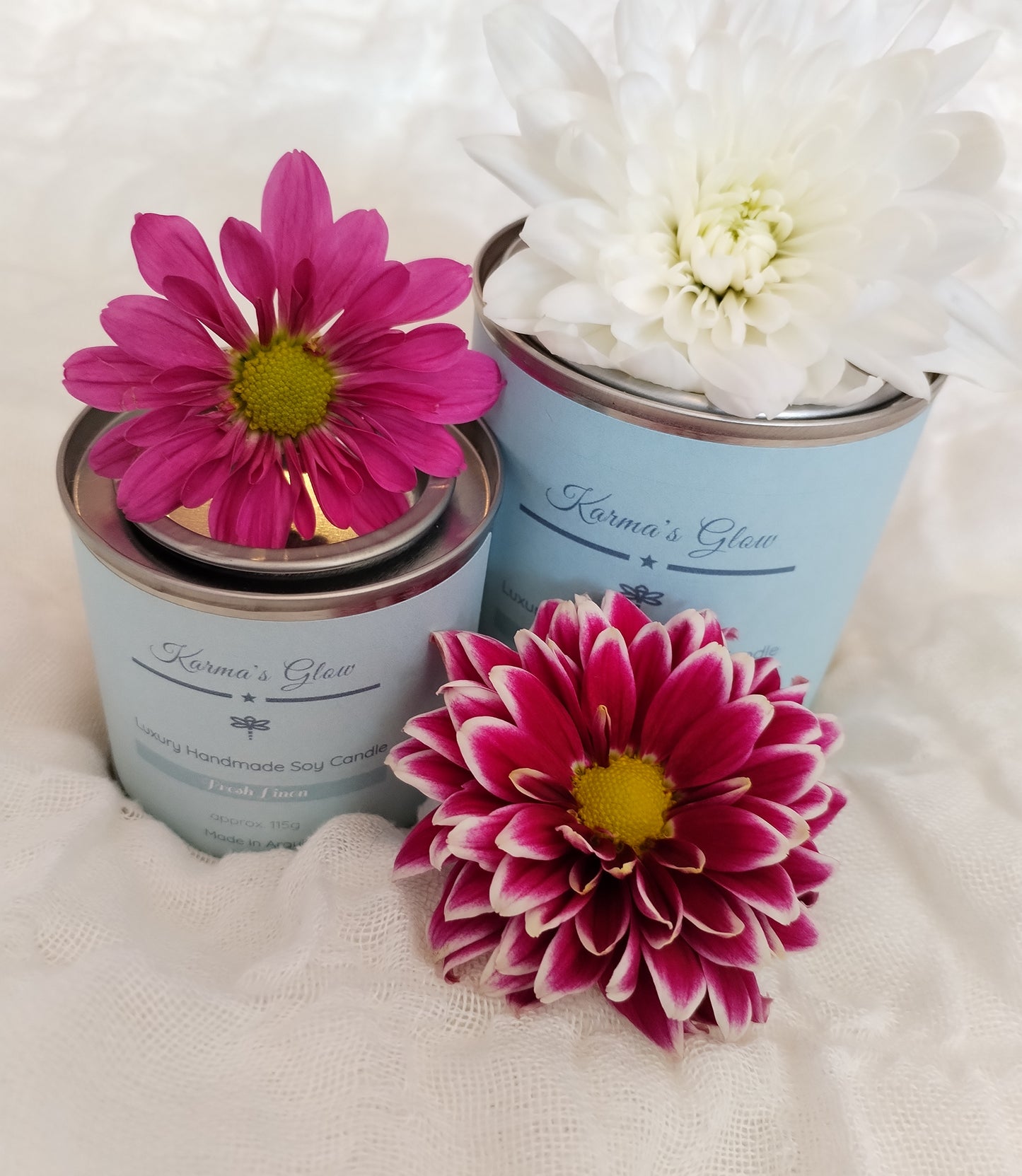 Scented Candle - Luxury Fragrance - Soy Wax -Small Candle Tin - Fresh Linen - 115g approx. - Vegan
