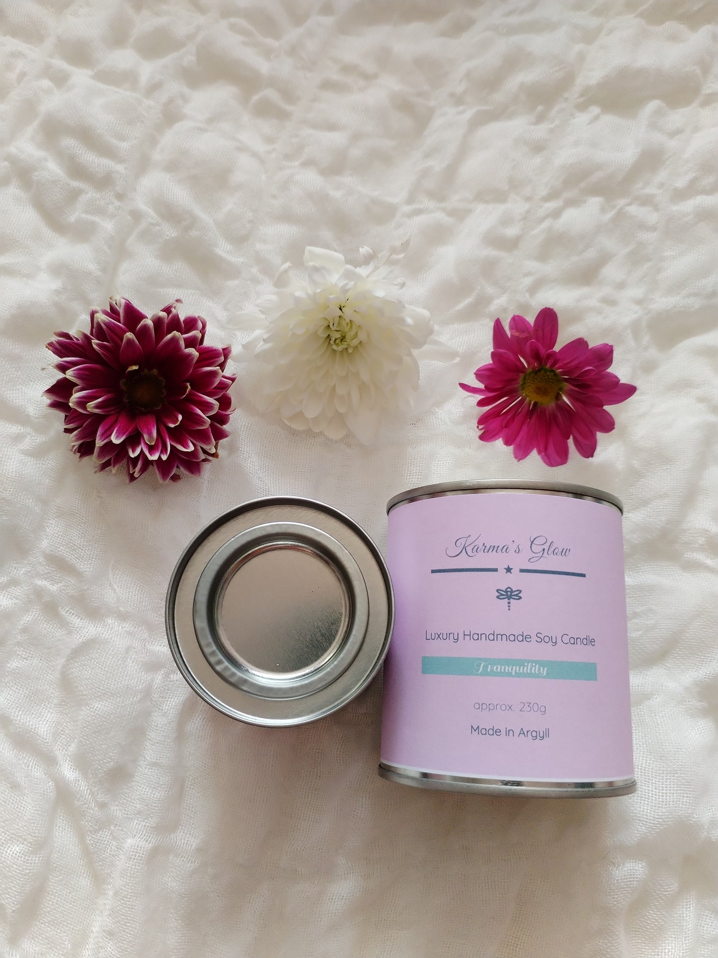 Tranquillity Scented Candle - Luxury Fragrance, Handmade with Soy Wax - Large Tin, Vegan
