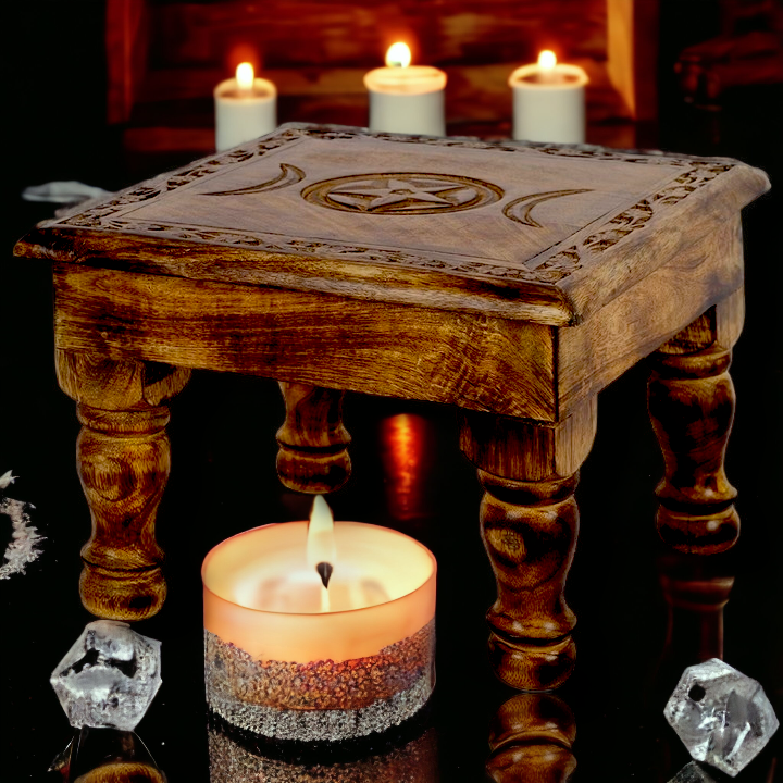 Triple Moon Altar Table with Detailed Border