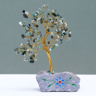 Moss Agate Crystal Gemstone Tree - 160 Stone