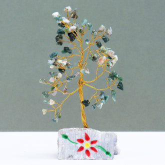 Moss Agate Crystal Gemstone Tree - 80 Stone