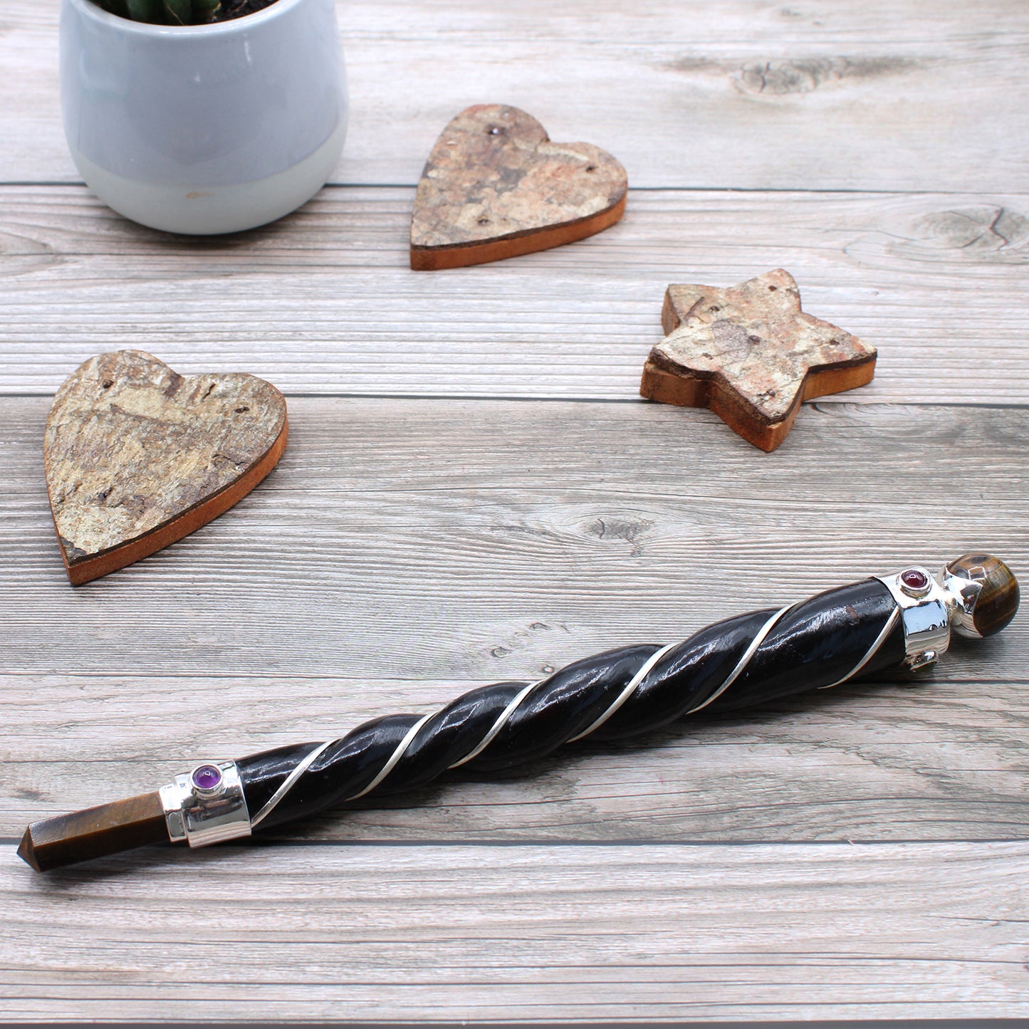 Twisted Healing Wand - Copper Tiger Eye Star