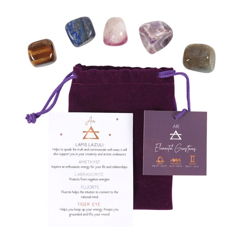 Enlightening Air Element Gemstone Set - Lapis Lazuli, Amethyst, Labradorite, Fluorite, Tiger Eye