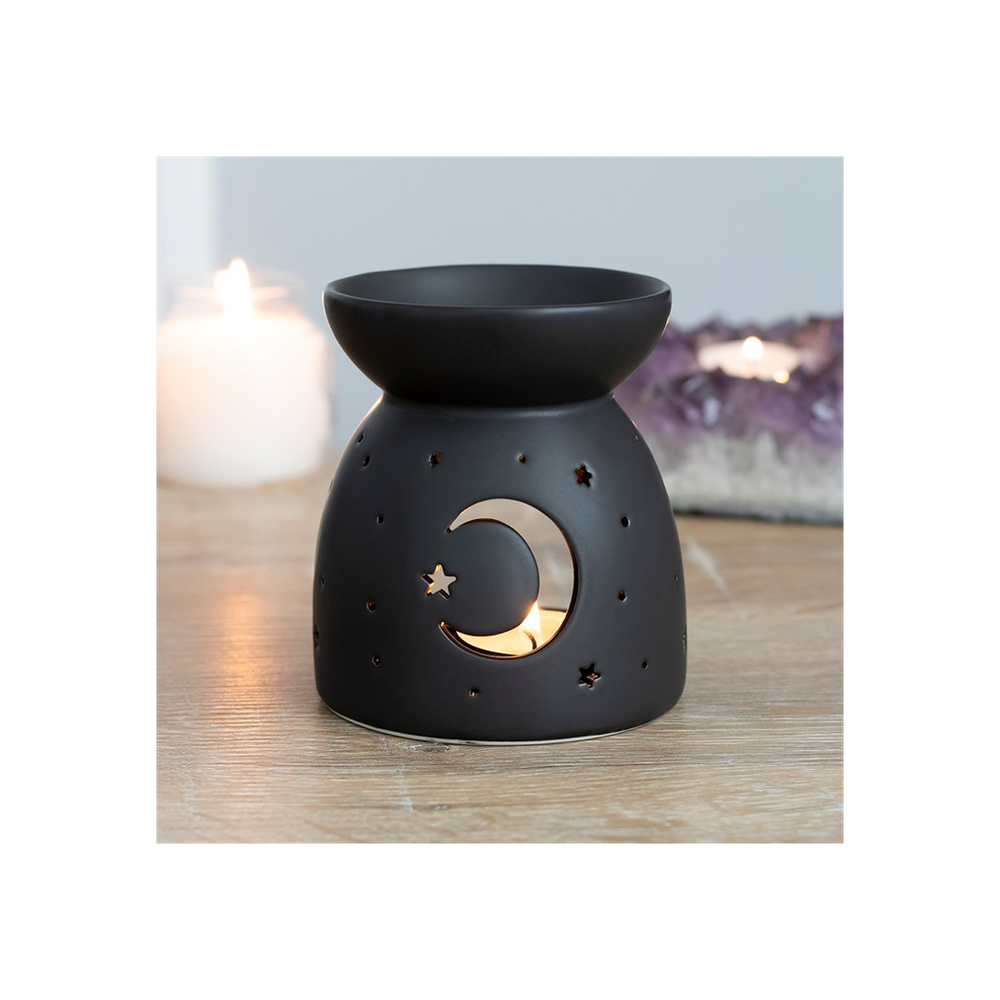 Black Mystical Moon Cut Out Oil Burner