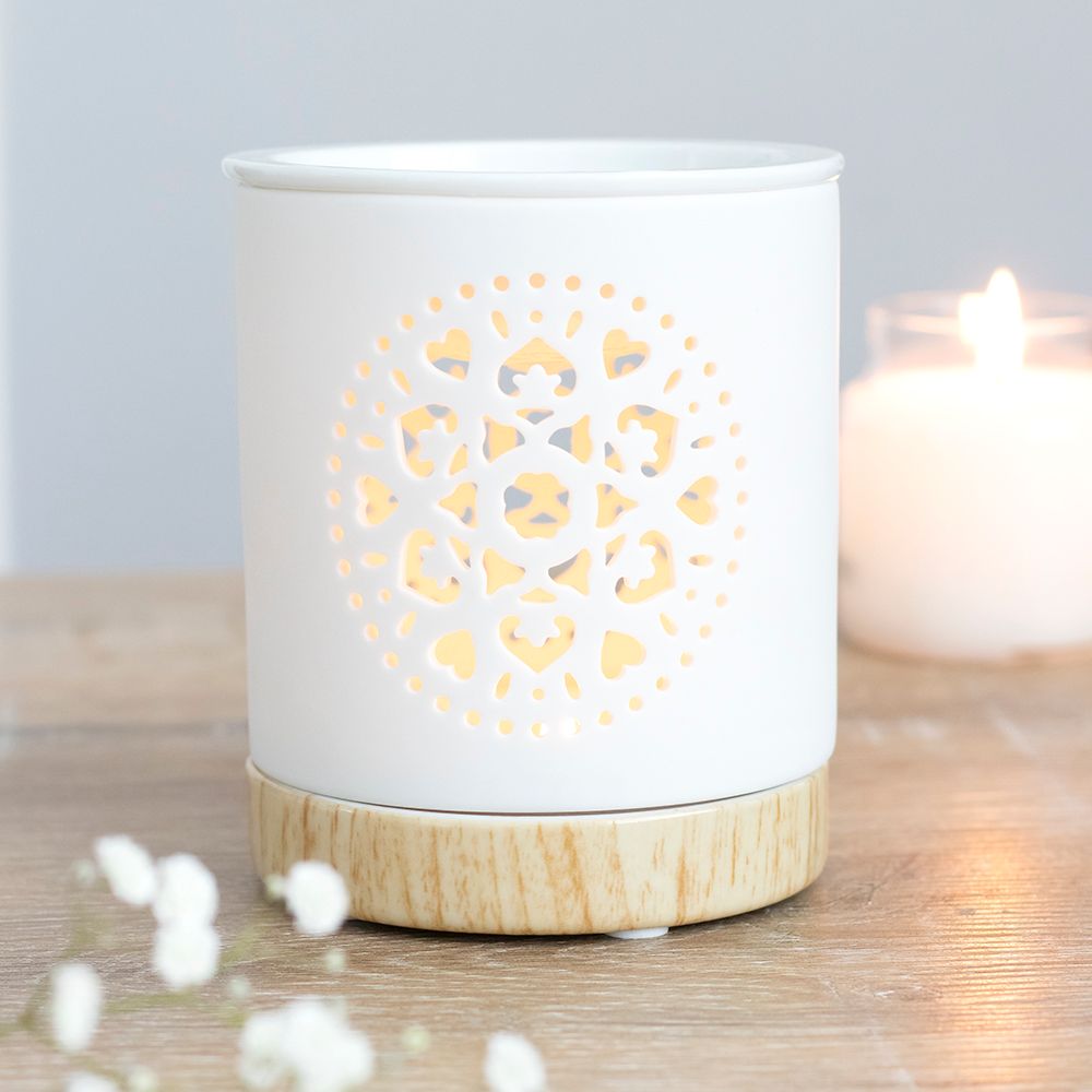 White Mandala Cut Out Oil Burner