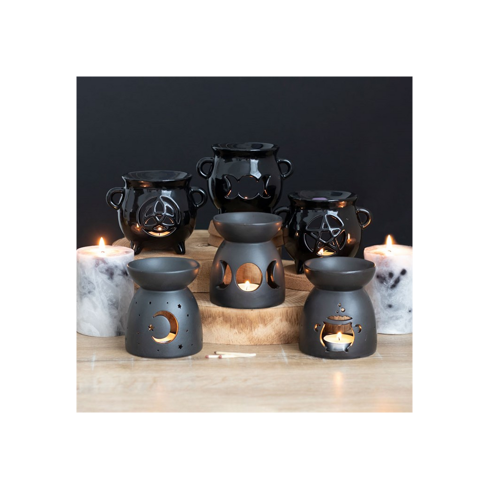 Black Mystical Moon Cut Out Oil Burner