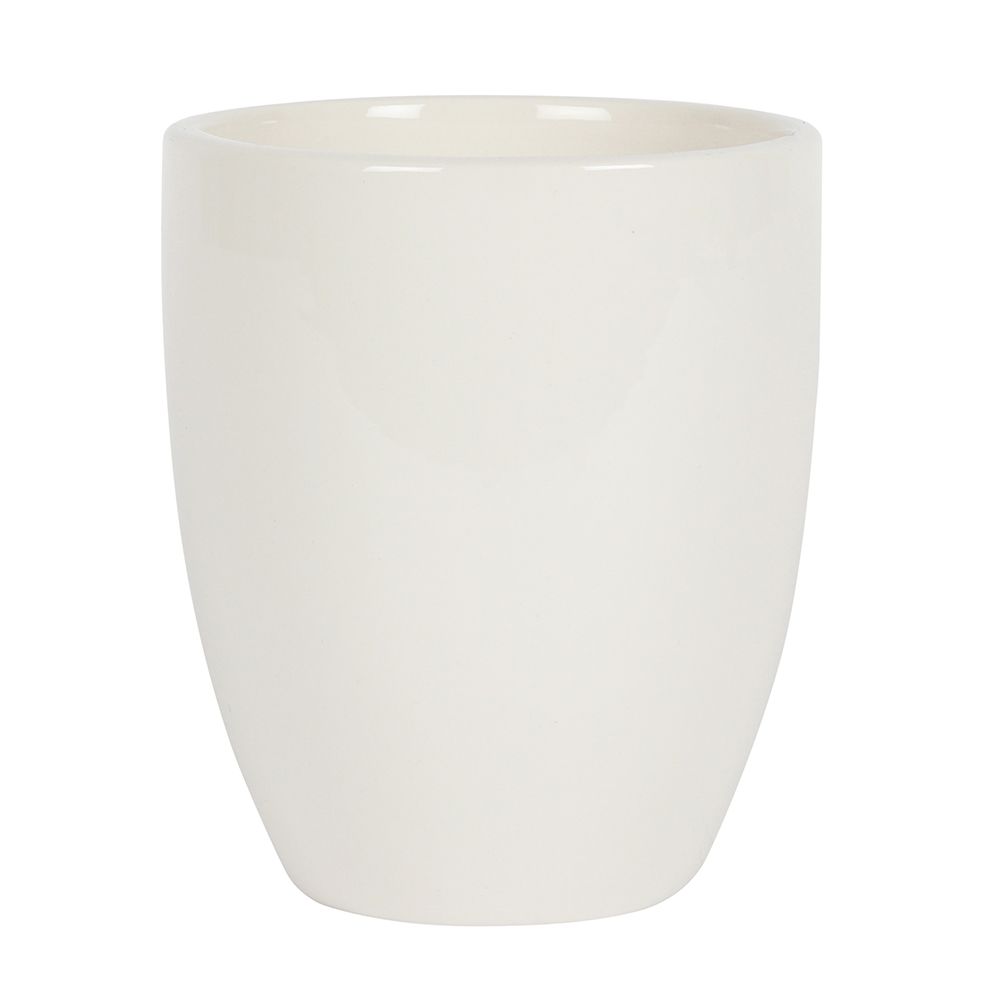 Plain white back of ceramic plant pot