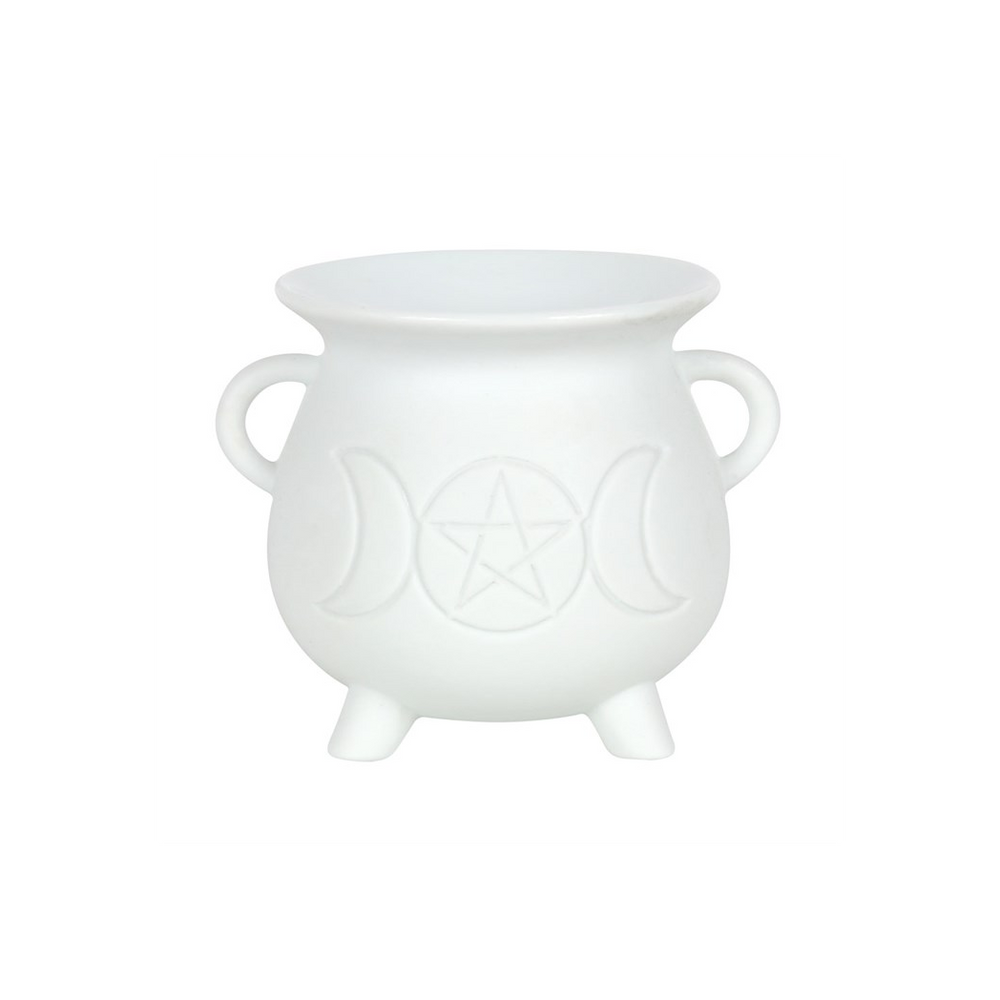 White Triple Moon Cauldron Oil Burner