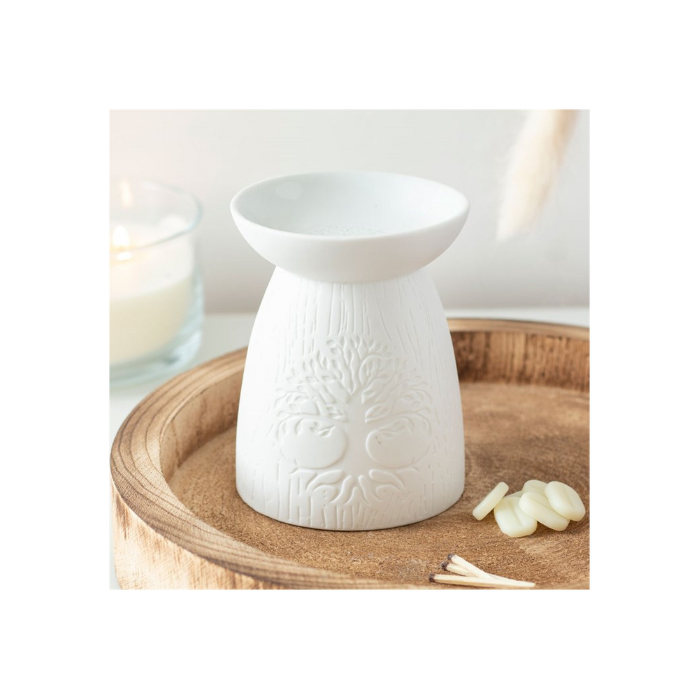 White Ceramic Tree of Life Oil Burner