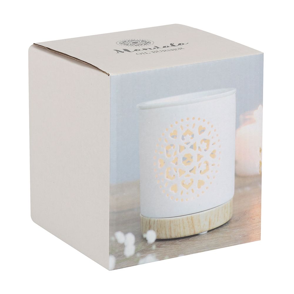 White Mandala Cut Out Oil Burner