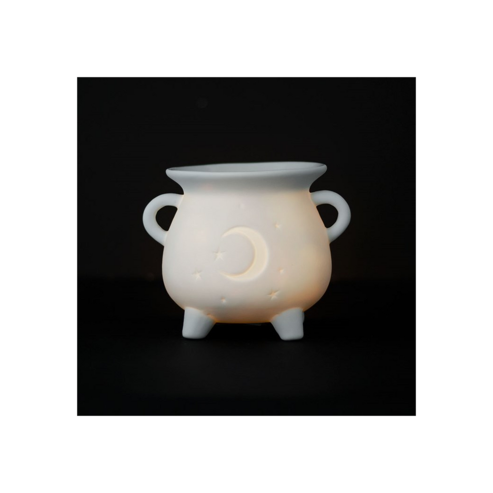 White Mystical Moon Cauldron Oil Burner