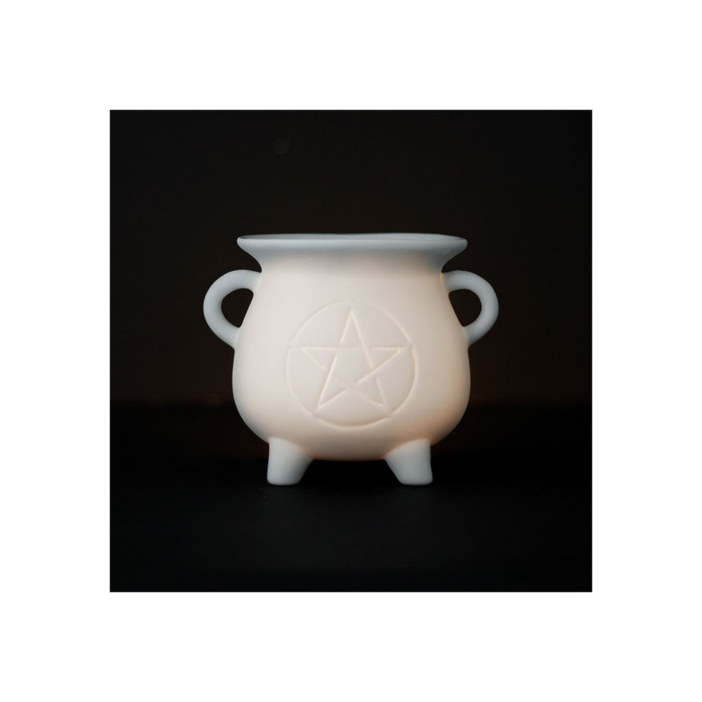 White Pentagram Cauldron Oil Burner