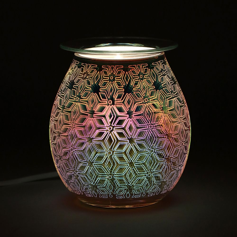 Electric Oil / Wax Melt Burner 3D Geometric Flower Light Up