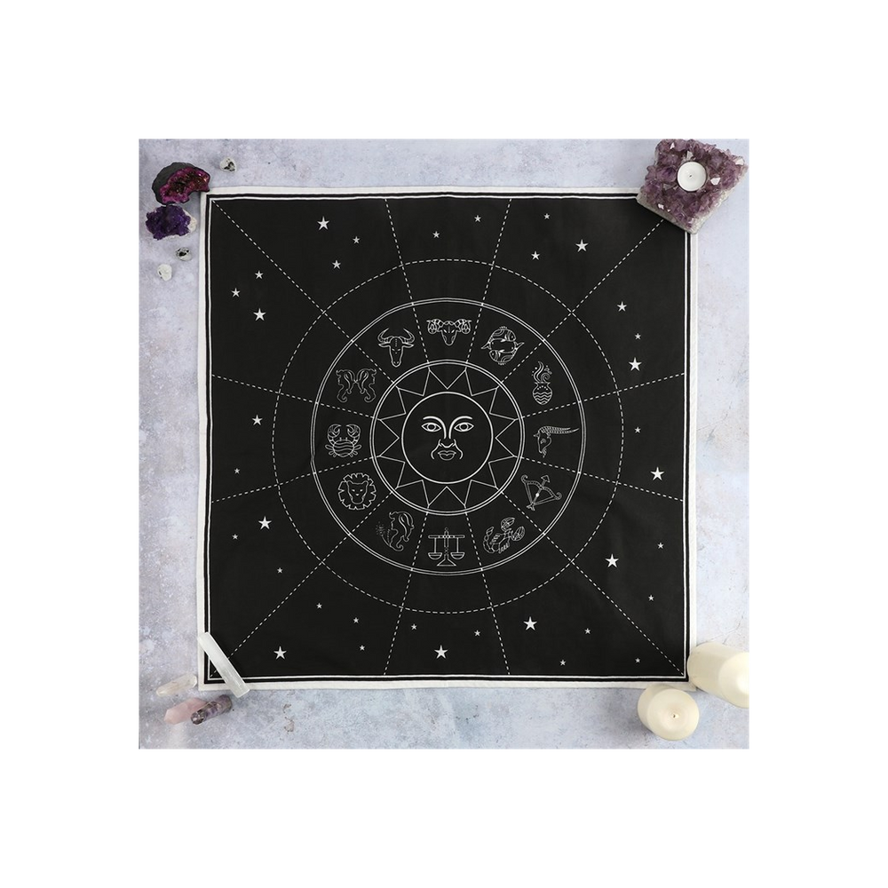 Tarot Altar Cloth Zodiac - Astrology - 100% Cotton - 70x70cm