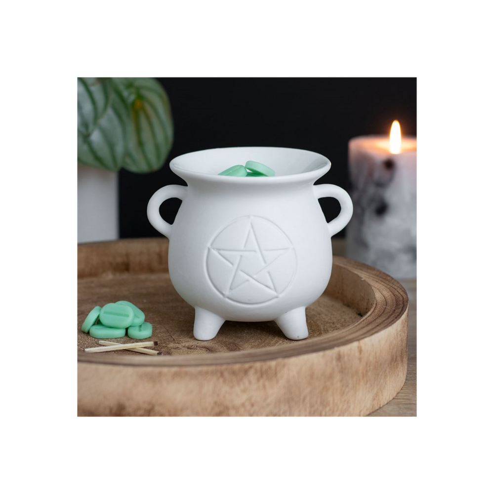 White Pentagram Cauldron Oil Burner