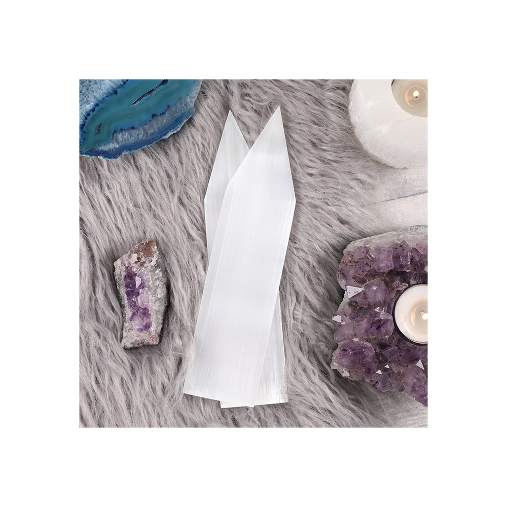 Selenite Flat Pointed Wand