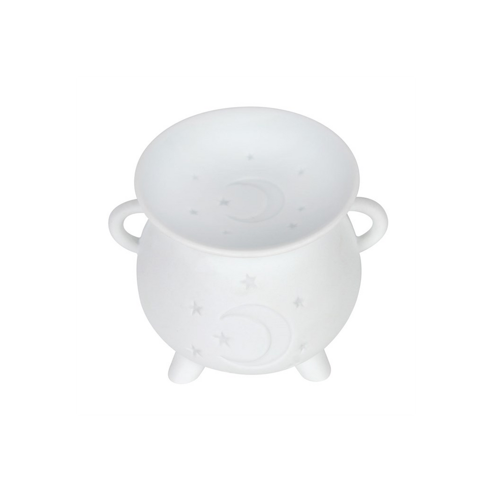 White Mystical Moon Cauldron Oil Burner