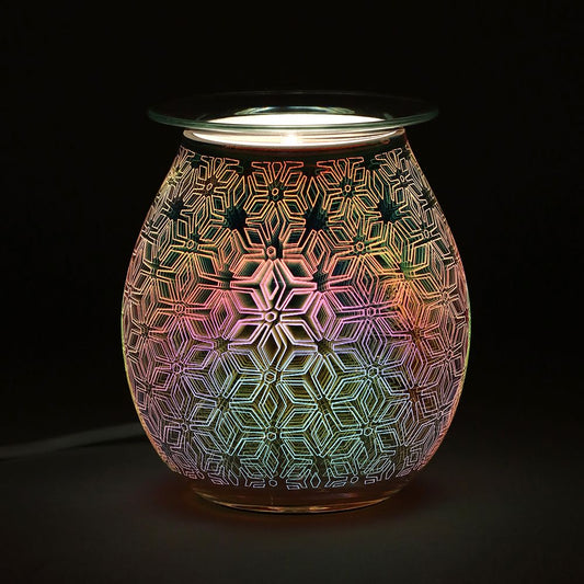 Electric Oil / Wax Melt Burner 3D Geometric Flower Light Up
