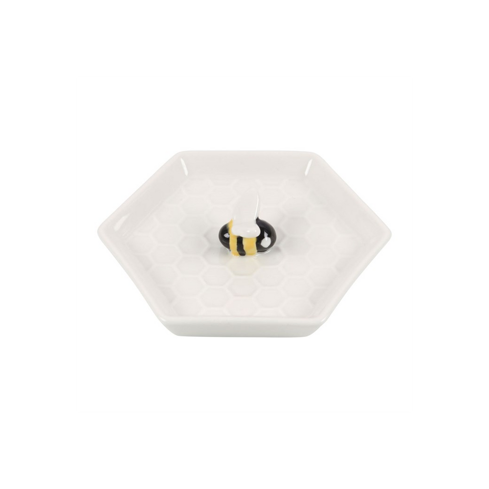 Charming Hexagon Bee Ceramic Trinket Dish - Store Rings and Precious Pieces