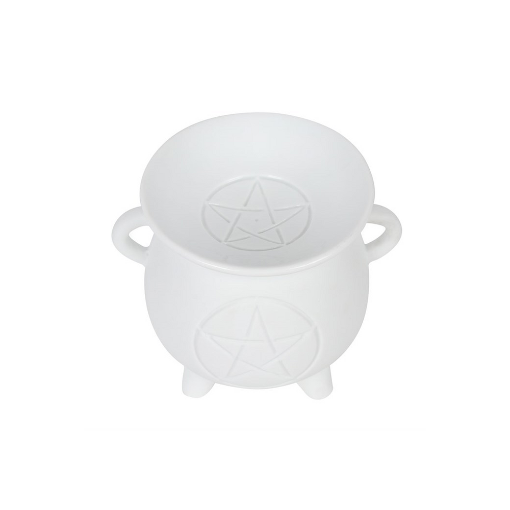 White Pentagram Cauldron Oil Burner