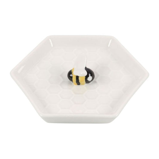 Charming Hexagon Bee Ceramic Trinket Dish - Store Rings and Precious Pieces