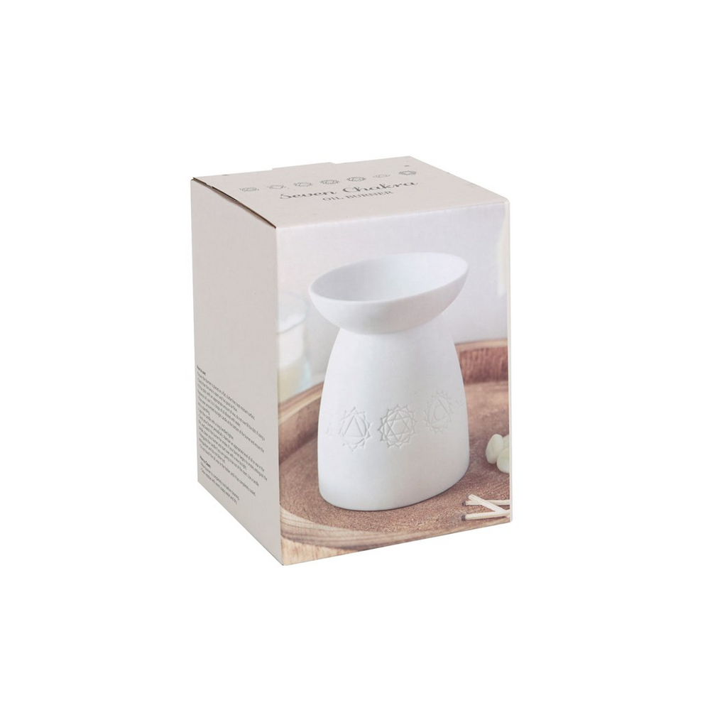 White Ceramic Seven Chakra Oil Burner