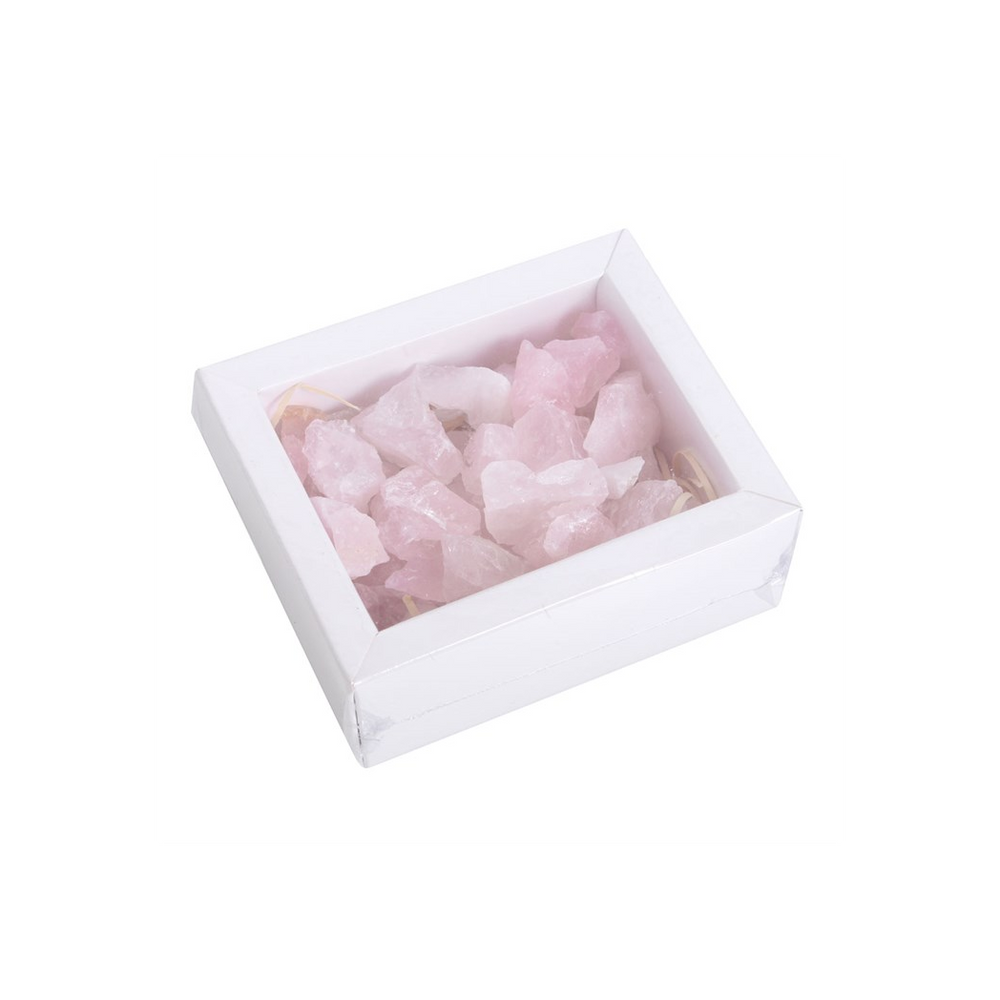 Box of Rose Quartz Rough Crystal Chips